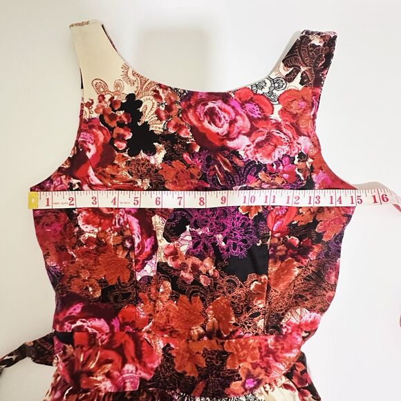 Elegant Floral Midi Dress - Red and Purple - Picture 11 of 13